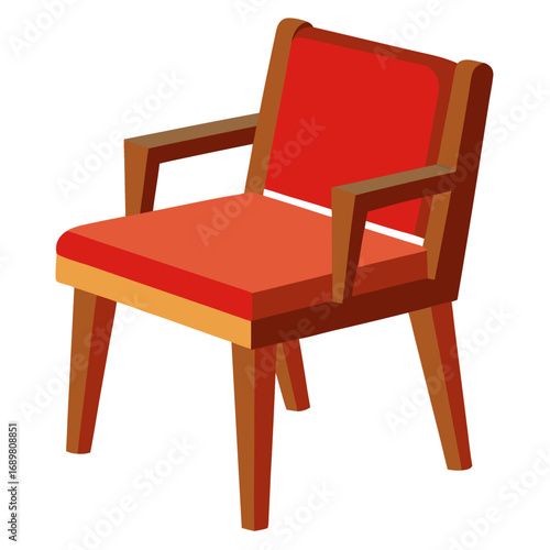 Stylish red armchair, perfect for a modern living room or office space, adding a touch of color and comfort to any interior design, originally designed as a scalable vector graphic