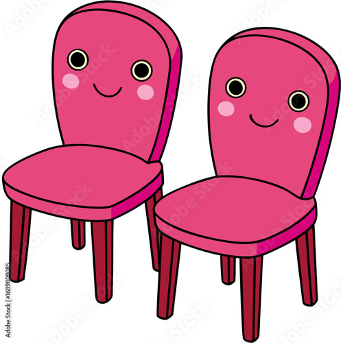 Delightful cartoon chairs bring smiles to any room, ideal for children's spaces and playful designs, radiating joy and comfort, perfect for adding a whimsical touch, originally vector graphics