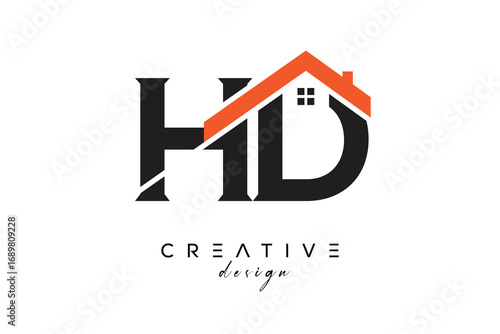HD Creative Real Estate Architecture Monogram and Home Logo Design