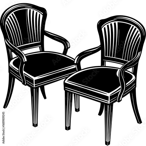 Elegant armchairs evoke classic comfort and timeless style, perfect for sophisticated interior design projects and luxurious living spaces.