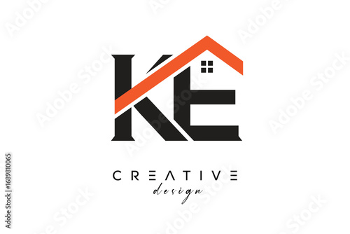 KE Creative Real Estate Architecture Monogram and Home Logo Design