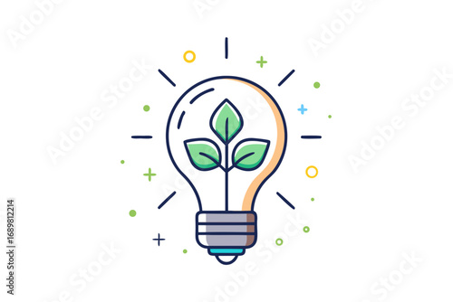 Energy efficient light bulb eco plant sprout
