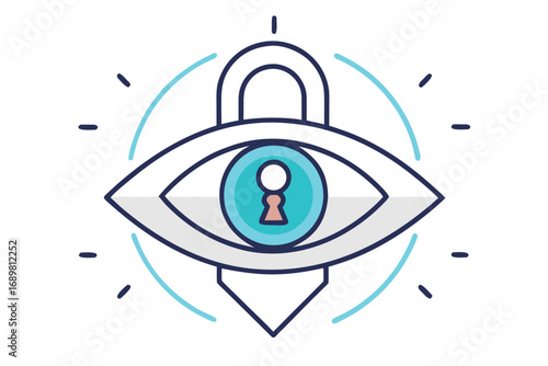 Eye with security lock geometric outline protection