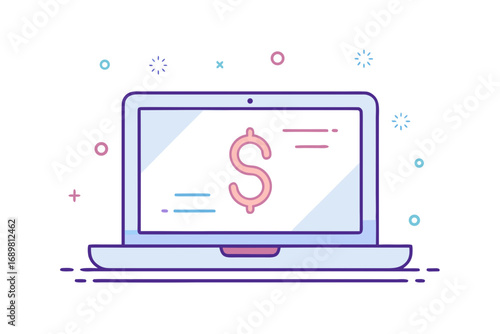 Laptop dollar sign screen monoline luxe finance business