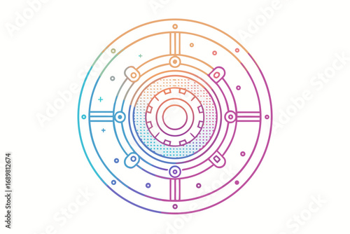 Safe vault door circular thin line secure design  