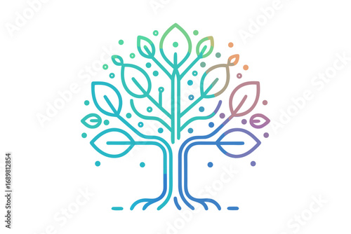 Tree icon showing roots monoline luxury gradient style