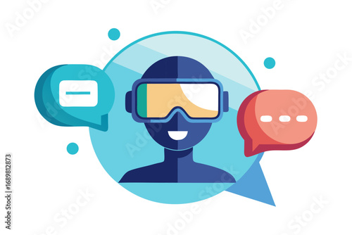 Virtual reality chat icon geometric avatar interaction design