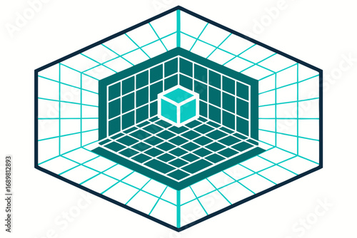 VR room grid icon geometric floor perspective layout