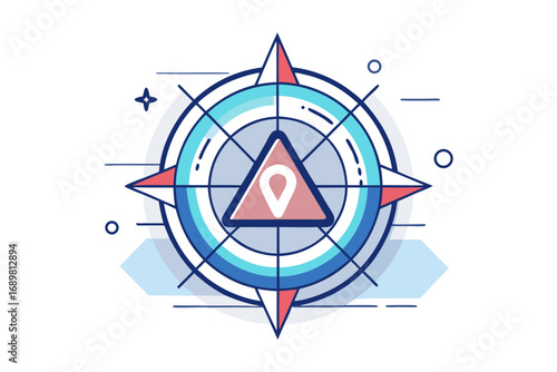 VR navigation compass icon geometric arrows direction design