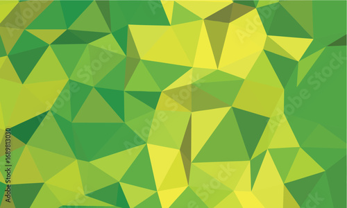 Abstract geometric pattern creates a mosaic of green shades with angular triangle polygons