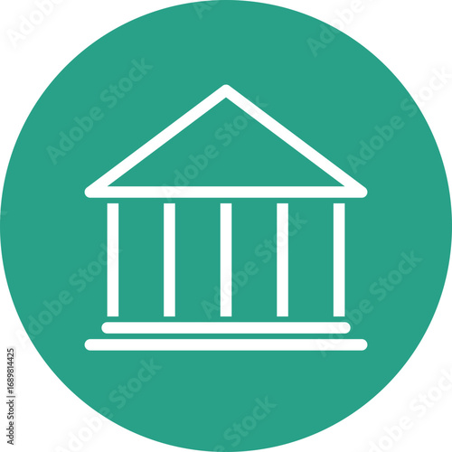 Modern vector illustration of a classic bank building icon with columns vector