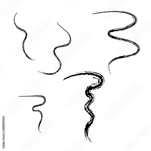 湯気のラインセット イラスト素材