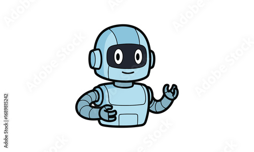 Cute cartoon robot waving hello friendly technology character