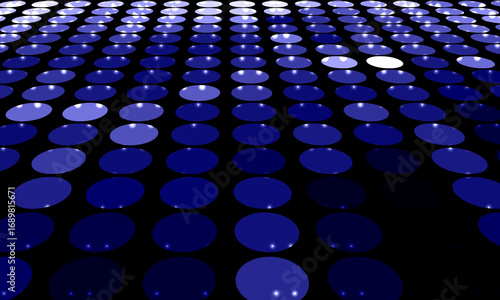 Futuristic blue dots pattern with light reflection. blue elliptical dots with glowing reflections.