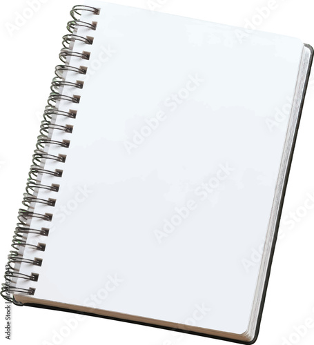 Blank Spiral Bound Notebook on White Background Keywords: notebook, blank, empty, spiral bound