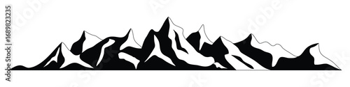 Silhouette mountain range isolated on white background, vector design