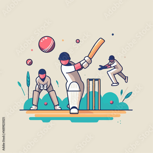 vector illustration of a cricket sports player
