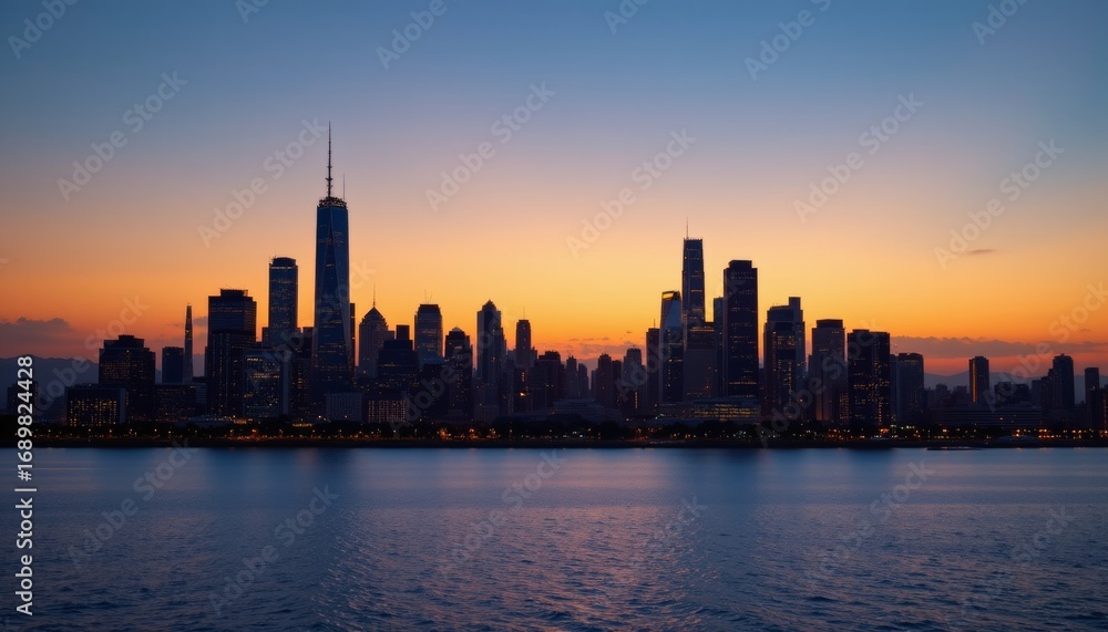 Fototapeta premium City Skyline Silhouette at Dusk