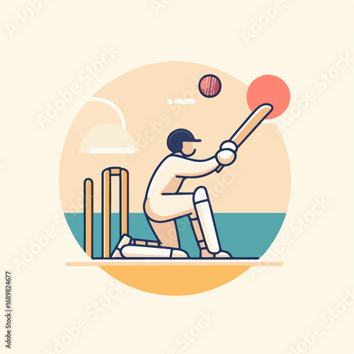 vector illustration of a cricket sports player