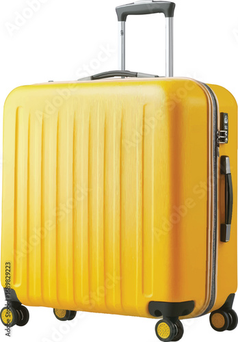 Yellow Hardshell Rolling Suitcase with Telescopic Handle