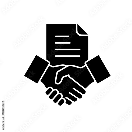 Agreement Icon Handshake and Document Signature Icon