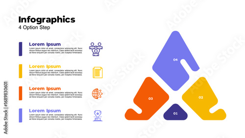 Vector triangle element for infographic. Template for cycling diagram, graph, presentation. Business concept with 4 options, parts, steps or processes.	