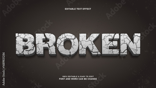 Broken text effect with editable stone shard text style