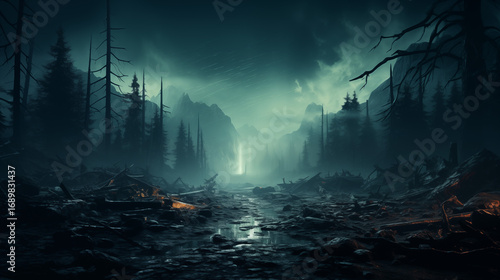 Wallpaper Mural A Dark and Spooky Forest with Moonlight Torontodigital.ca