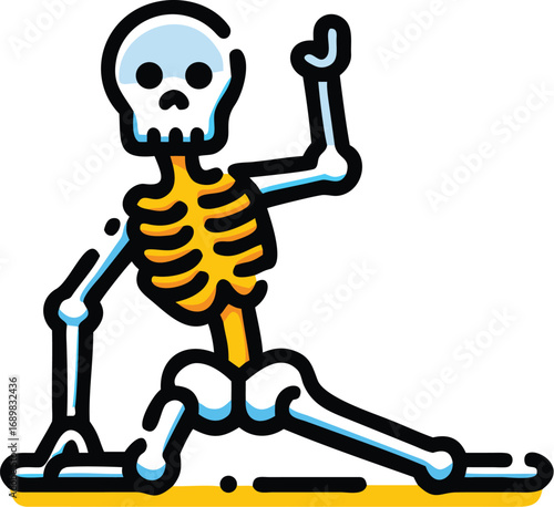 Halloween skeleton icon in action pose colorful flat design