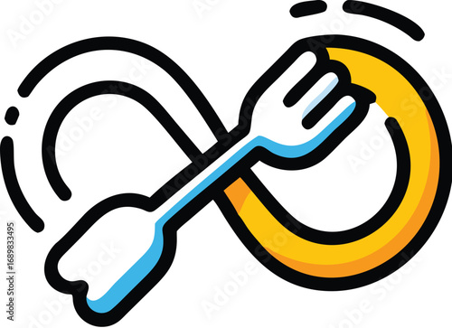 Infinite food symbol with fork celebrating world food day