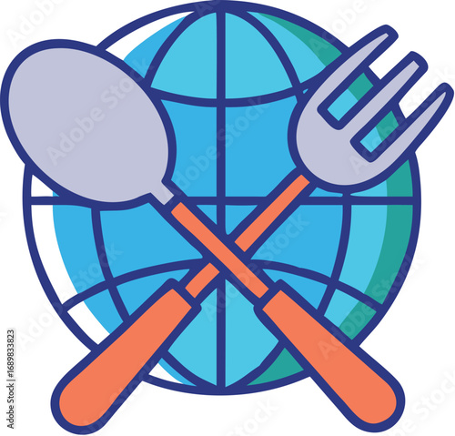 World food day global hunger spoon fork globe concept art