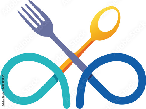 World food day symbol fork spoon infinity loop for global nutrition