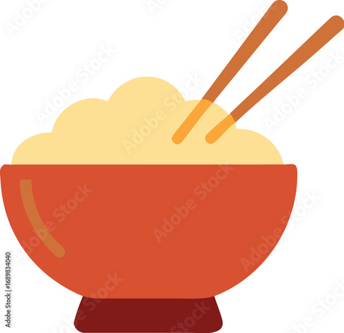 World food day bowl of rice with chopsticks simple flat design