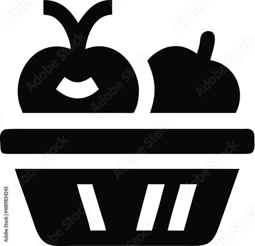 Flat icon basket of fresh fruits and vegetables for world food day