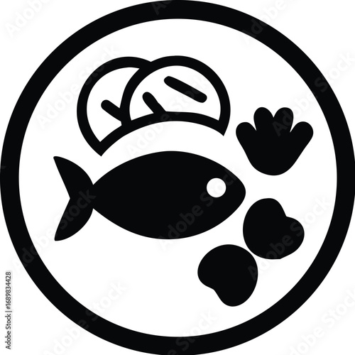 World food day icon featuring fish and food elements