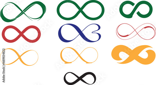 Infinity Symbol Vector Set Colorful Loop Icons for Design and Creativity