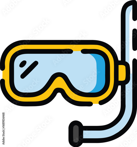 Snorkeling mask and tube icon for underwater exploration