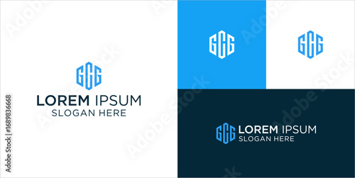 Stunning GCG letter logo design for modern businesses, conveying trust and innovation in blue color scheme, perfect for branding and marketing