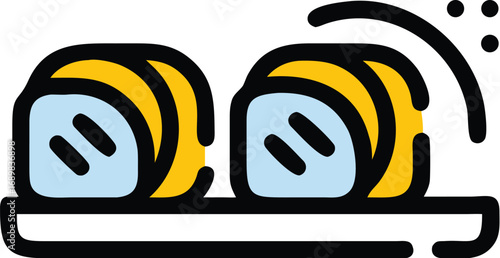 Delicious sushi rolls icon for food and travel enthusiasts