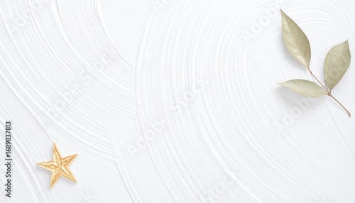 Alabaster Swirls Background with Gold Star and Leaves