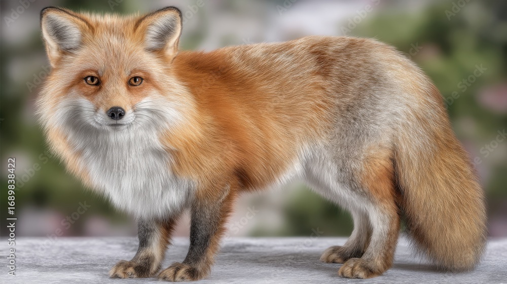 Obraz premium Captivating red fox observing nature woodland area wildlife photography serene surroundings close-up perspective animal behavior