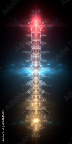 Ilustración de una columna vertebral iluminada.