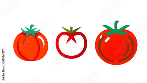 Vector illustration of fresh organic vegetables, tomatoes on transparent background