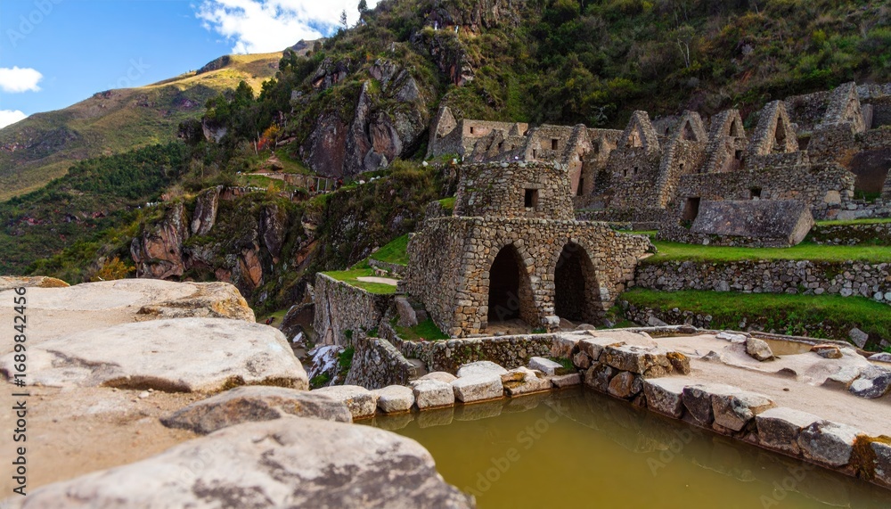 Fototapeta premium Ancient Stone Ruins in the Andes Mountains