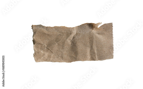 Konstfotografi Tira de papel kraft arrugado y rasgado con borde dentado aislada sobre fondo tra