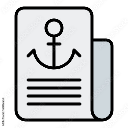 Bill of lading icon. Shipping document symbol. Cargo record and customs paperwork collection. Filled Line Icon