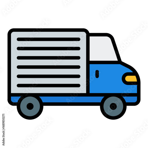Freight truck icon. Road transport symbol. Logistics delivery and cargo shipping collection. Filled Line Icon