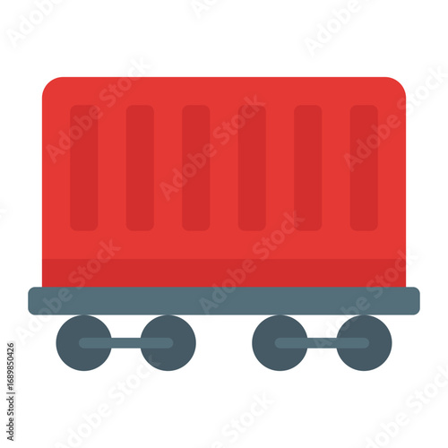 Cargo train icon. Rail freight transport symbol. Logistics cargo and goods delivery collection. Flat Icon