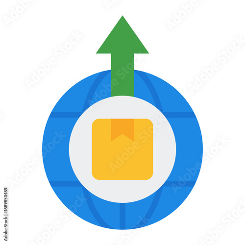 Export icon. International trade symbol. Shipping cargo and overseas transport collection. Flat Icon
