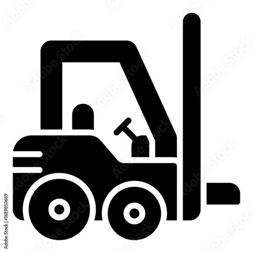 Forklift icon. Warehouse vehicle symbol. Logistics equipment and cargo handling collection. Glyph Icon